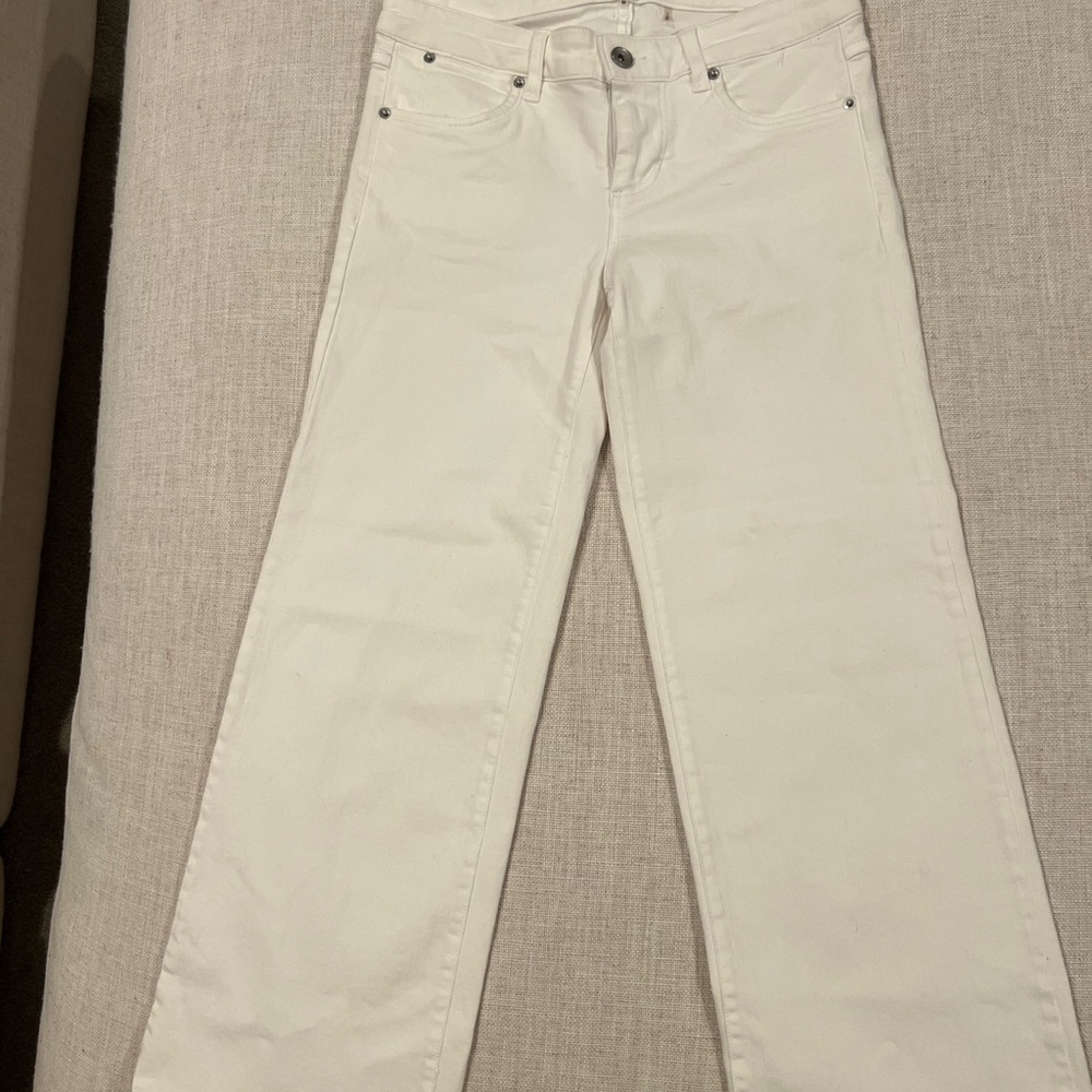 Ecru Cream Straight Leg Jeans